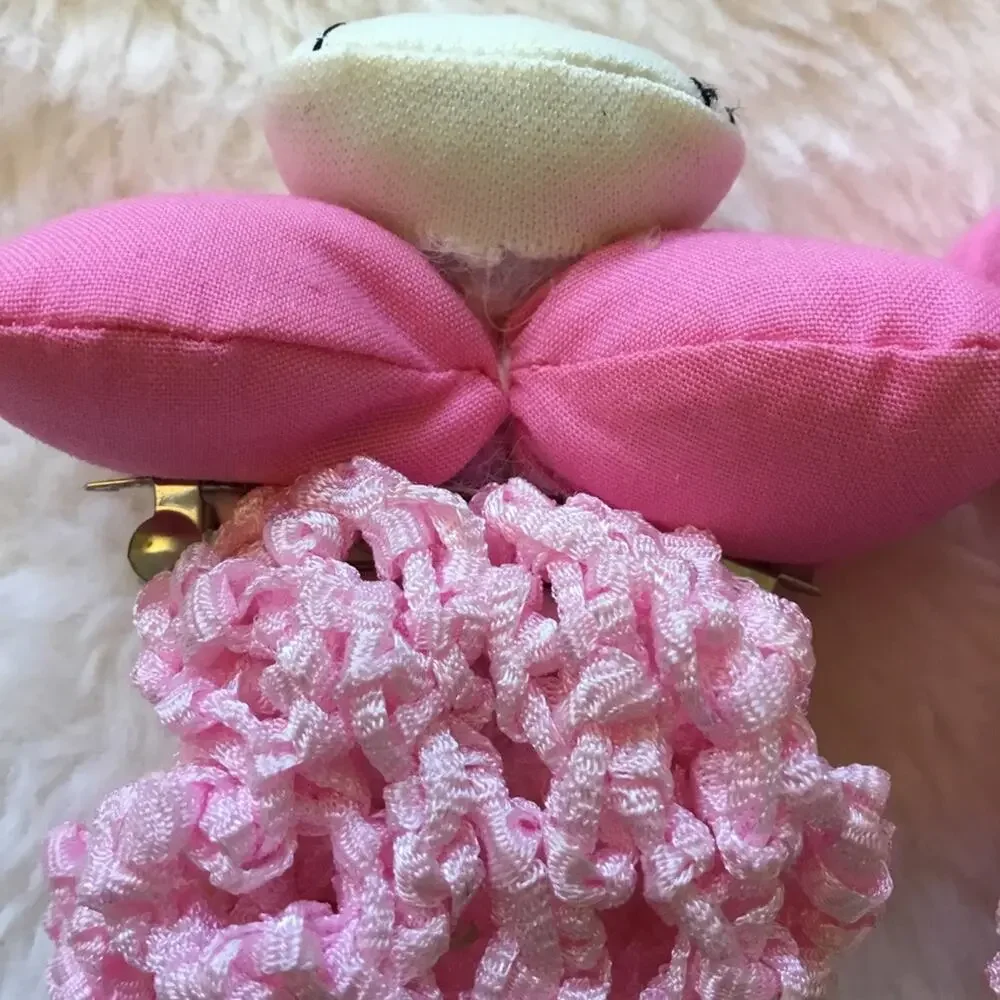 Vintage-Hello Kitty Pink Crochet Wrap Hair Clip Set
